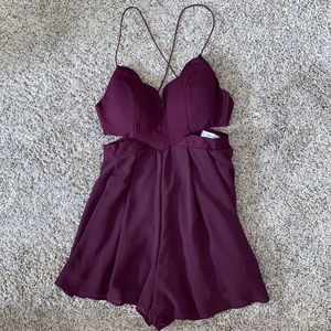 Hello Molly Maroon Romper with Cutouts